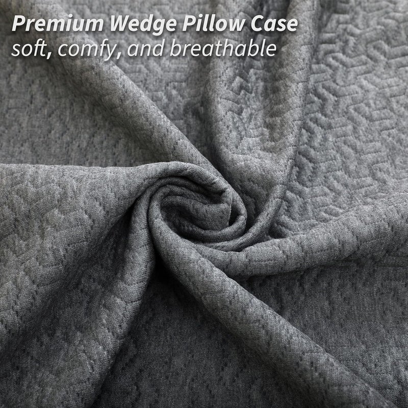 MEOVEN Wedge Pillow Cover for 25x24x12 Bed Wedge Pillow, Hypoallergenic Replacement Case Cover with Zipper & Pockets, Gray - Image 5